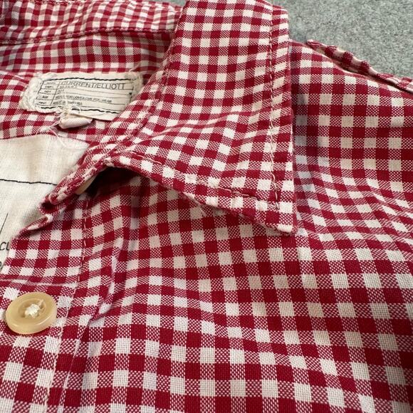 Current/Elliott The Perfect Shirt Long Sleeve Women's Size 3/Large Red Gingham - Picture 2 of 11